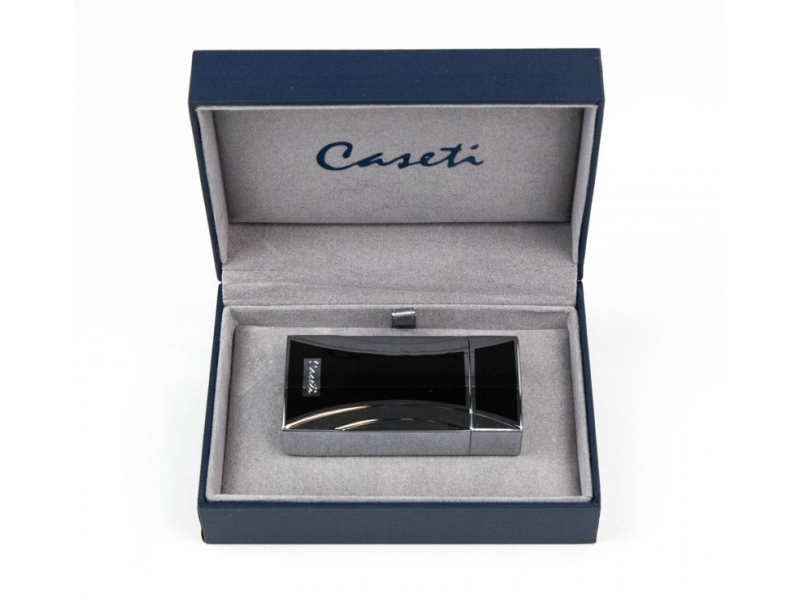 Caseti Chamonix szivaröngyújtó kihajtható szivarvágóval - fekete/króm - Image 5