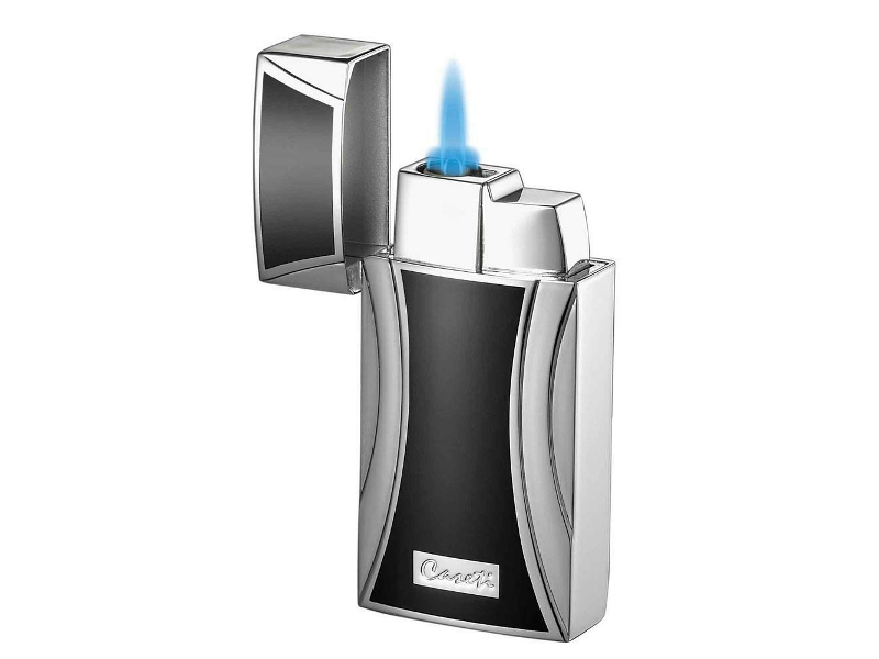 Caseti Chamonix szivaröngyújtó kihajtható szivarvágóval - fekete/króm - Image 2