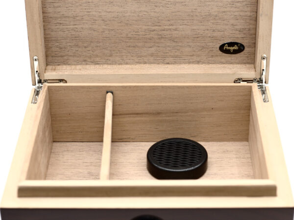 Humidor 30 szál szivar részére, spanyol cédrusfa szivartartó doboz, párásító és külső hygrometer - bordó, Angelo - Image 5