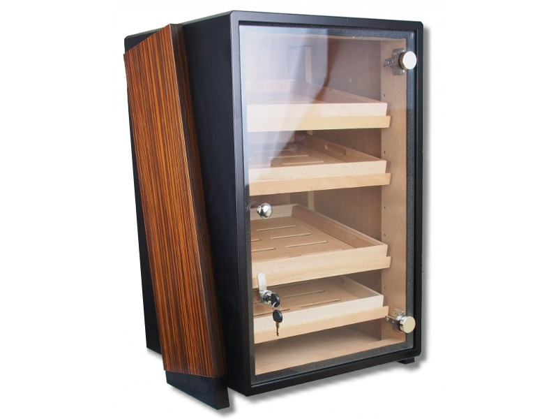 Szivarszekrény - szivar tároló, 250 szál szivar részére, hygrométer, párásító - üvegajtós, 4 fiók - Image 2