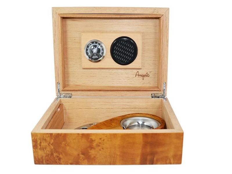 Humidor 30 szál szivar részére, cédrusfa szivar tároló doboz, párásítóval, hygrométerrel - bruyere + AJÁNDÉK szett! - Image 4