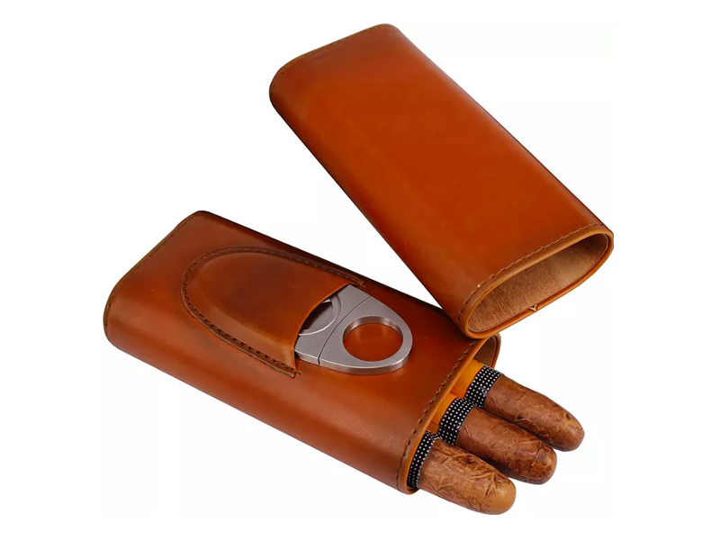 Szivartok 3 szivar részére - barna/cédrus, Robusto (17x8x3cm) + Szivarvágó, Achenty! - Image 7