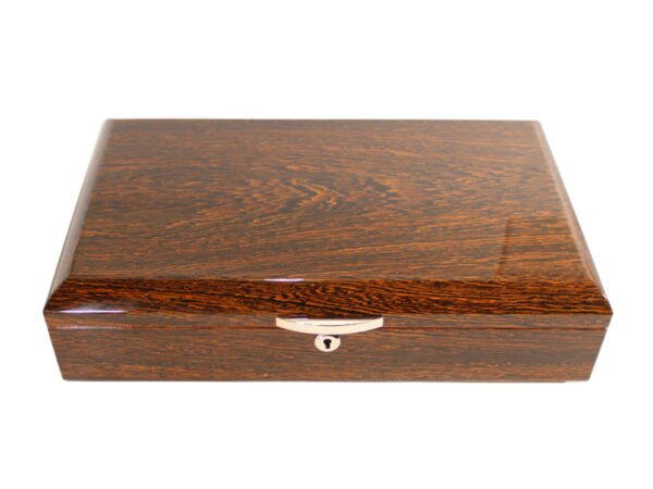 Exkluzív Humidor 60 szál szivar részére, spanyol cédrusfa szivar tároló doboz, párásító, hygrométer - íves - Image 4