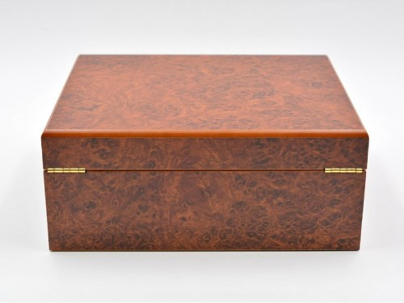 Humidor 40 szál szivar részére, cédrusfa szivar tároló doboz, párásítóval, külső hygrométerrel - gyökérmintás, Angelo - Image 4