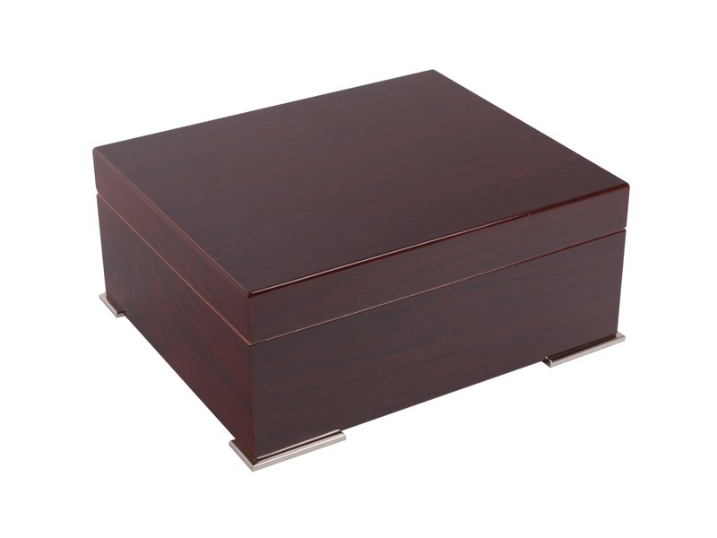 Humidor 40 szál szivar részére, vörösesbarna színű szivar tároló doboz, belső hygrométerrel, párásítóval + AJÁNDÉK szett - Image 2