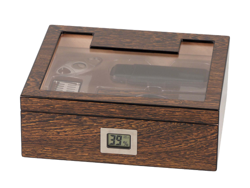 Humidor 50 szál szivarnak, üvegtetős, barna + AJÁNDÉK szett! - Image 2