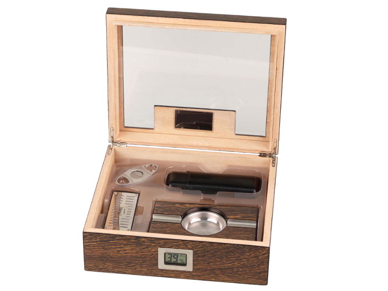 Humidor 50 szál szivarnak, üvegtetős, barna + AJÁNDÉK szett! - Image 6