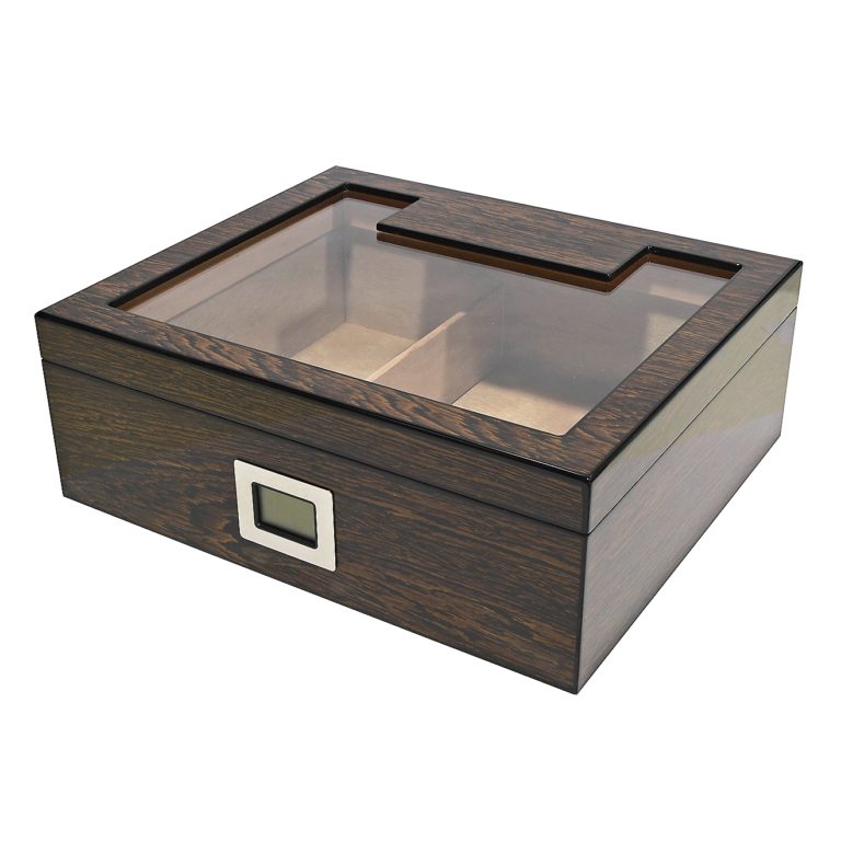 Humidor 50 szál szivarnak, üvegtetős, barna + AJÁNDÉK szett! - Image 3