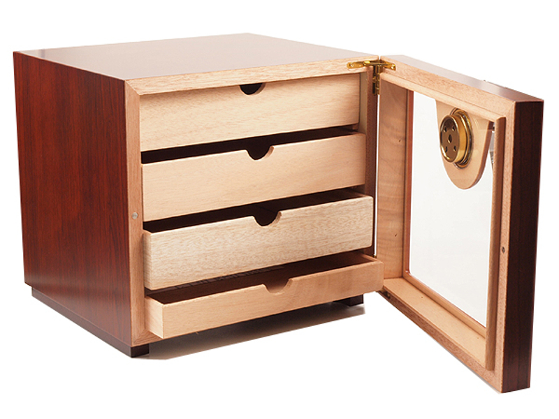 Üvegajtós humidor szekrény kb 80 szivar részére, rózsafa borítással, külső hygrometerrel - Image 2