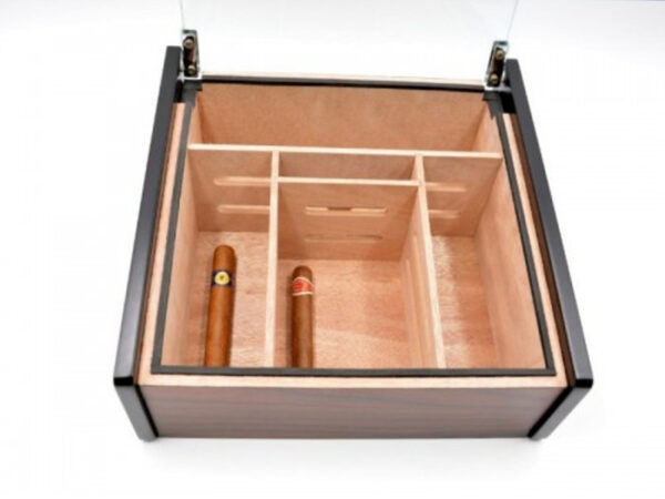 Hermoso humidor 80-100 szálas szivardoboz, cédrusfa szivartartó doboz, üvegtető, párásító - mahagóni borítással - Image 8