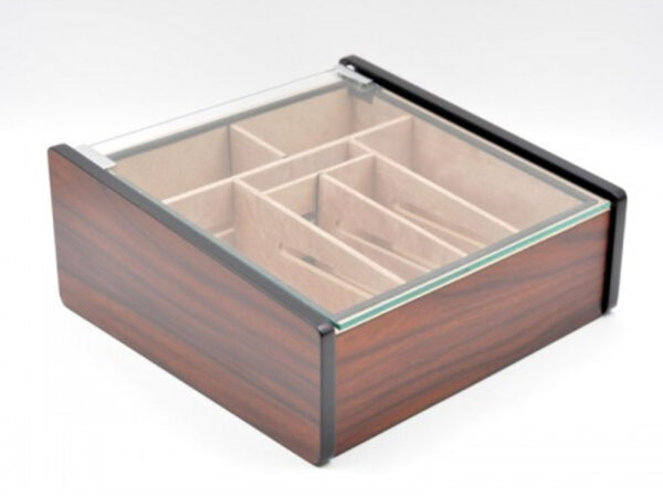 Hermoso humidor 80-100 szálas szivardoboz, cédrusfa szivartartó doboz, üvegtető, párásító - mahagóni borítással - Image 2