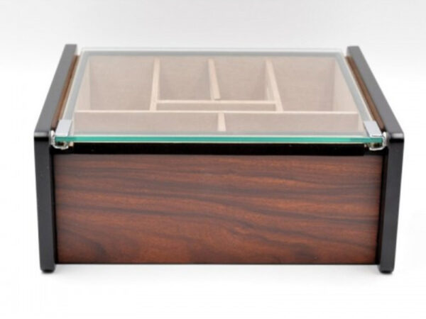Hermoso humidor 80-100 szálas szivardoboz, cédrusfa szivartartó doboz, üvegtető, párásító - mahagóni borítással - Image 3