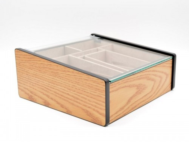 Hermoso humidor-Oak 80-100 szálas szivardoboz, cédrusfa szivartartó doboz, üvegtető, párásító - tölgyfa borítással - Image 2