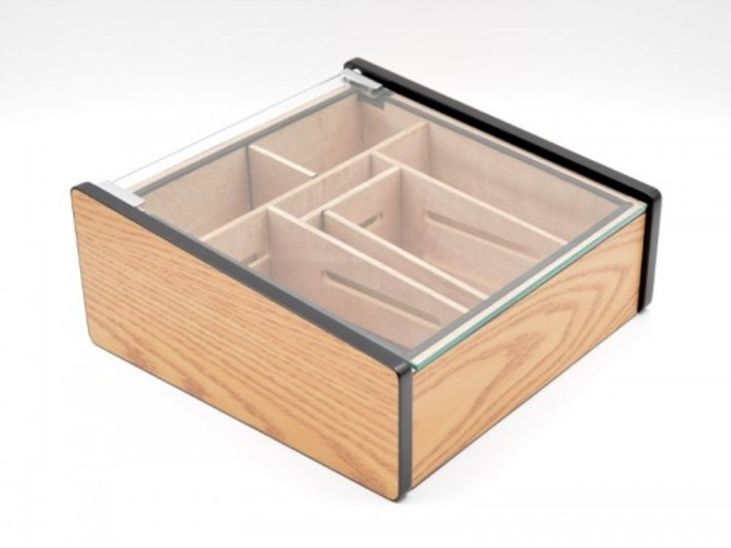 Hermoso humidor-Oak 80-100 szálas szivardoboz, cédrusfa szivartartó doboz, üvegtető, párásító - tölgyfa borítással - Image 3