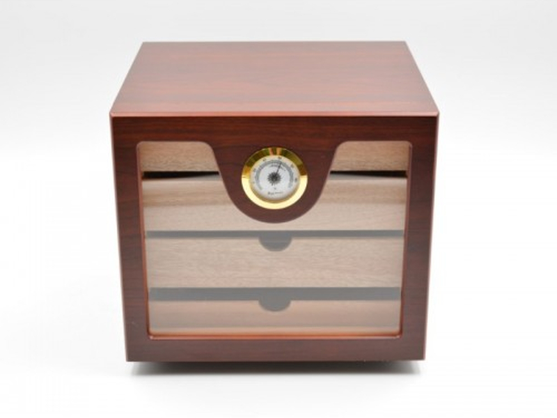 Üvegajtós humidor szekrény kb 80 szivar részére, rózsafa borítással, külső hygrometerrel - Image 3
