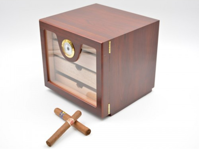 Üvegajtós humidor szekrény kb 80 szivar részére, rózsafa borítással, külső hygrometerrel - Image 4