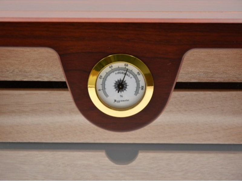 Üvegajtós humidor szekrény kb 80 szivar részére, rózsafa borítással, külső hygrometerrel - Image 9