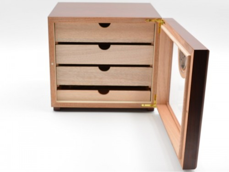 Üvegajtós humidor szekrény kb 80 szivar részére, rózsafa borítással, külső hygrometerrel - Image 5
