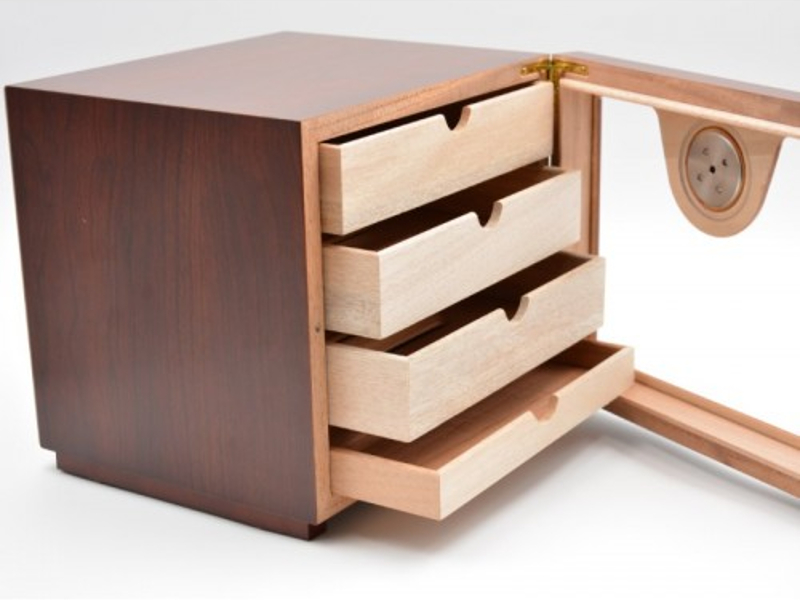 Üvegajtós humidor szekrény kb 80 szivar részére, rózsafa borítással, külső hygrometerrel - Image 7