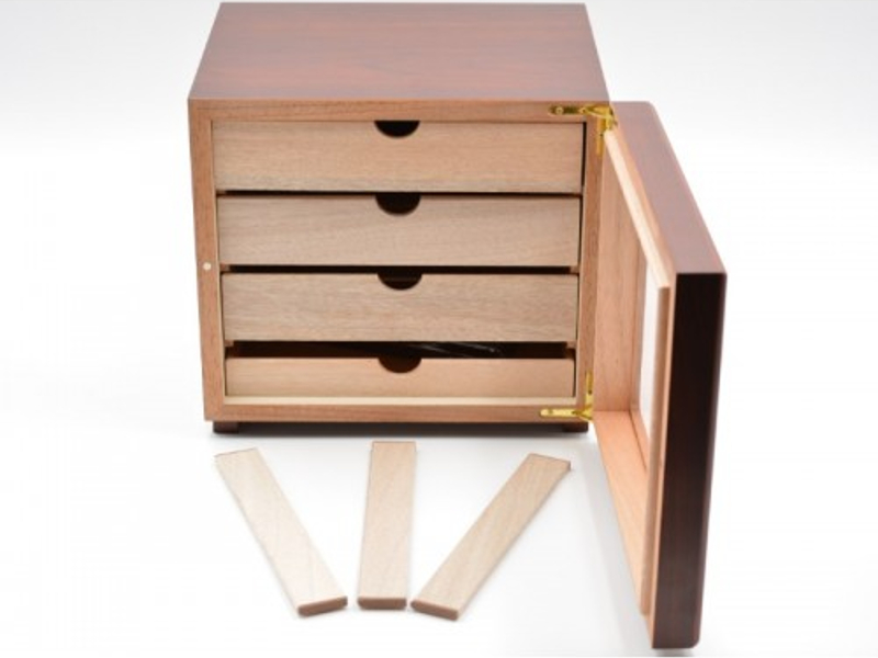 Üvegajtós humidor szekrény kb 80 szivar részére, rózsafa borítással, külső hygrometerrel - Image 8