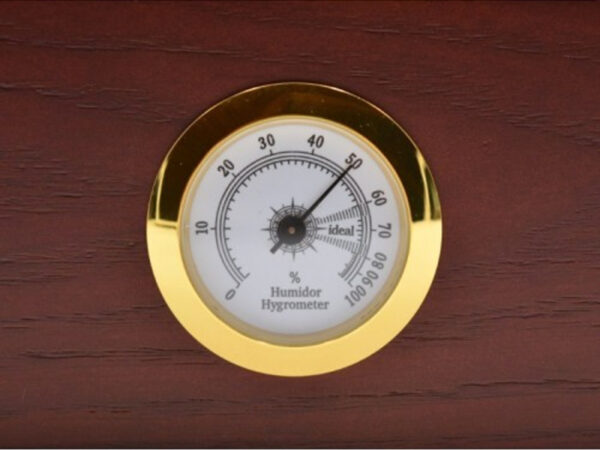 Humidor 50 szál szivar részére, cédrusfa szivar doboz, üvegtető, párásítóval, hygrométerrel - vöröses barna, Angelo - Image 10